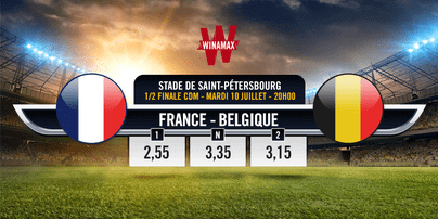 Winamax et le  France Belgique en 2018 avec ses cotes.