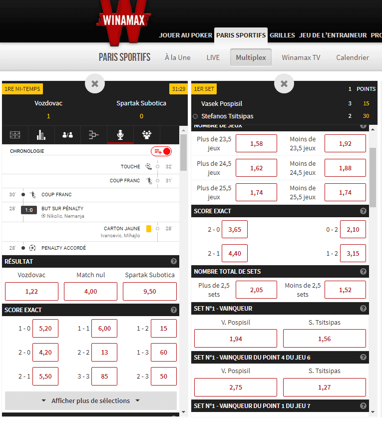 Winamax et le multiplex sport.