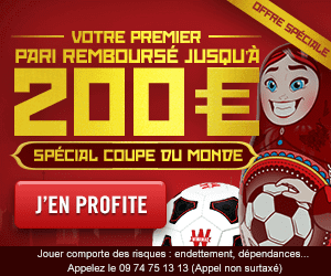 Winamax offre 200 euros pendant la Coupe du monde 2018.