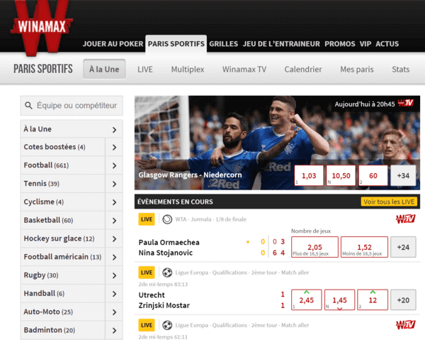 Winamax parier sur le foot.