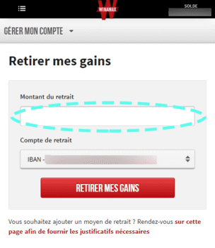 Winamax : retirer de l'argent des gains (depuis le compte joueur).