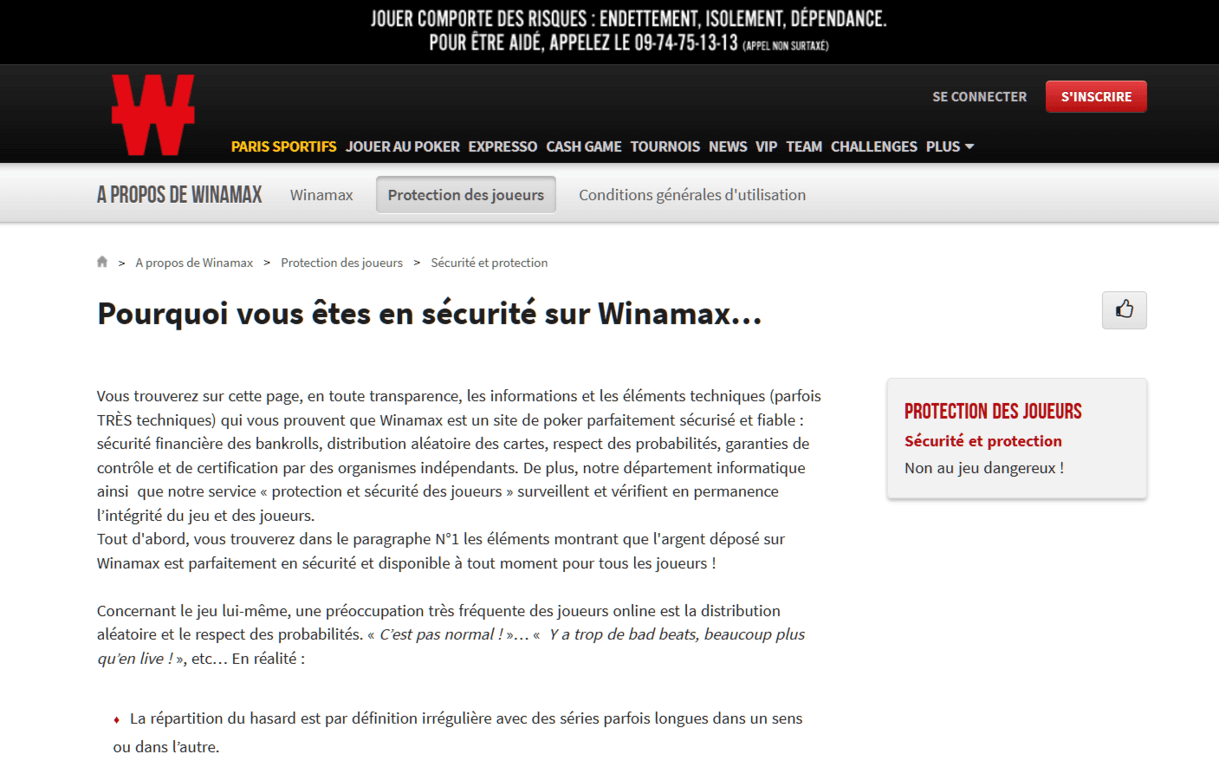 Winamax et la sécurité.